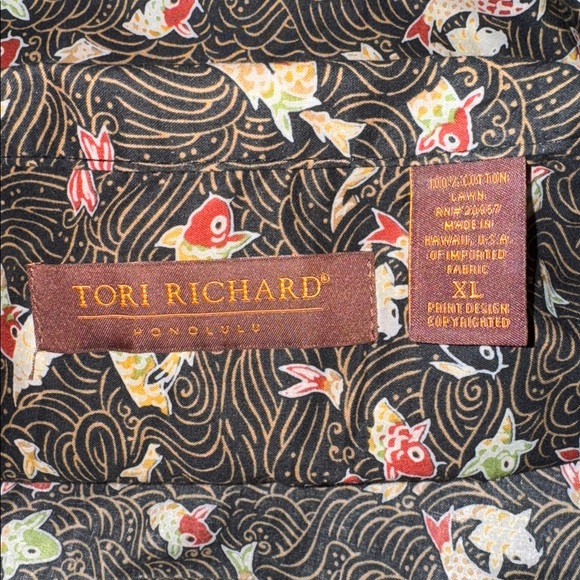 Tori Richard Honolulu Hawaii Aloha Shirt Cotton Lawn Koi Fish Button Down Sz XL - Picture 6 of 14